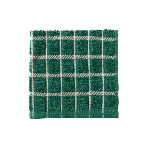 Café Solid Dish Cloth Hunter Green Ground/Putty Check, Ritz, Mfr#: 9861148